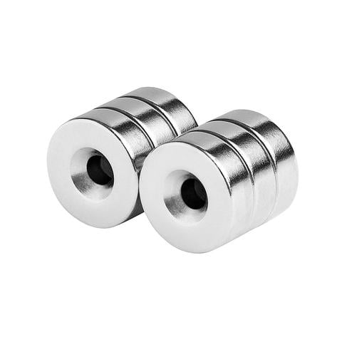 1 x 1//4 Inch Neodymium Rare Earth Countersunk Ring Magnets N52 4 Pack